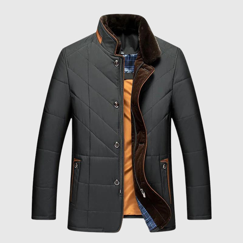 Heren Gevoerde Geïsoleerde Winterjas – Warme, Stijlvolle & Comfortabele Jas met Bontkraag voor de Winter