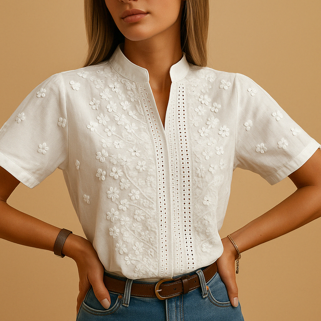 Modieuze Witte Blouse voor Dames – Elegant en Comfortabel voor Werk en Vrije Tijd