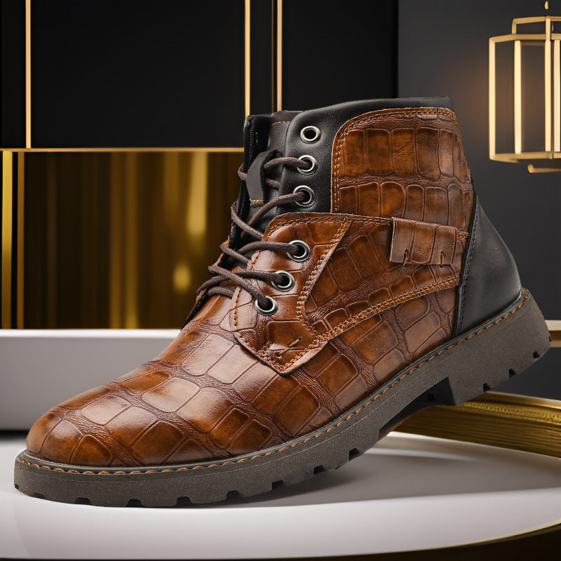 Heren Leren Enkellaarzen – Handgemaakte Vintage Werk- en Casual Boots met Comfortabele Zool