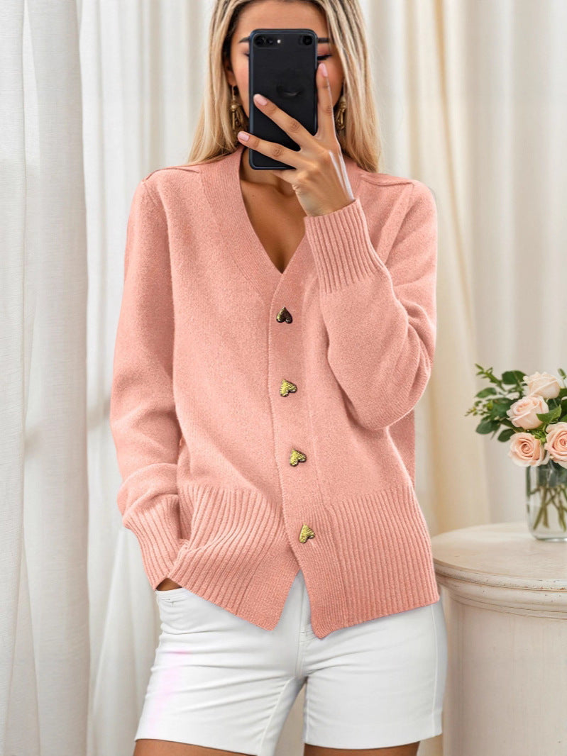 Elegant Heart Button Cardigan – Dames Vest met Hartvormige Knopen | Tijdloos & Stijlvol