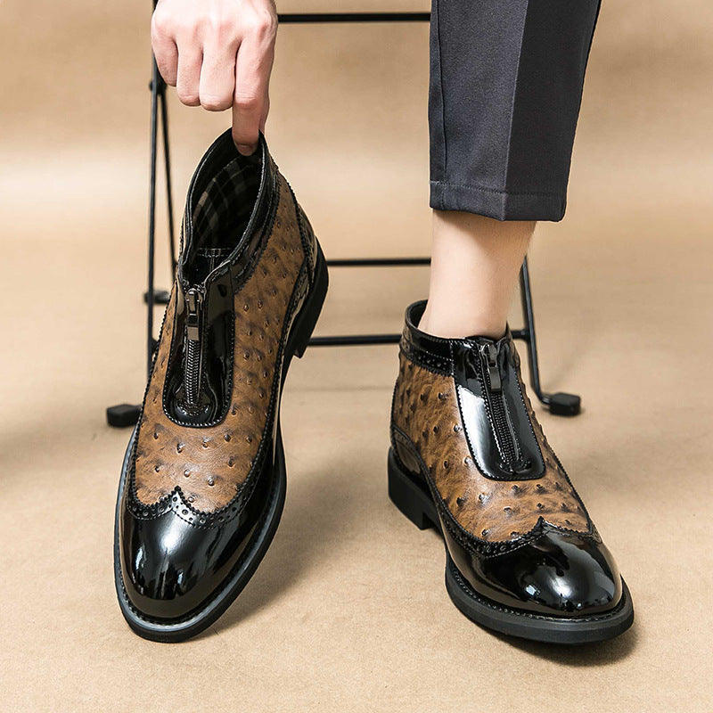 Ostrich Slip-On Heren – Luxe Instapper van Struisvogelleer met Patent Accenten