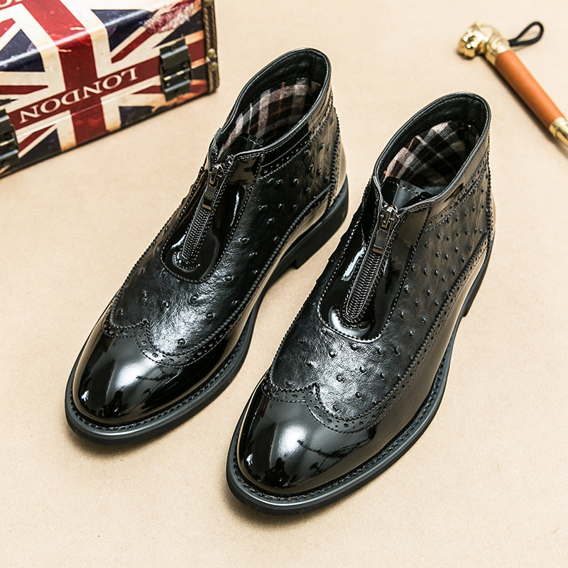 Ostrich Slip-On Heren – Luxe Instapper van Struisvogelleer met Patent Accenten