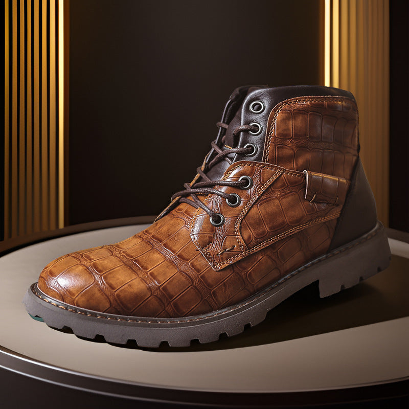 Heren Leren Enkellaarzen – Handgemaakte Vintage Werk- en Casual Boots met Comfortabele Zool
