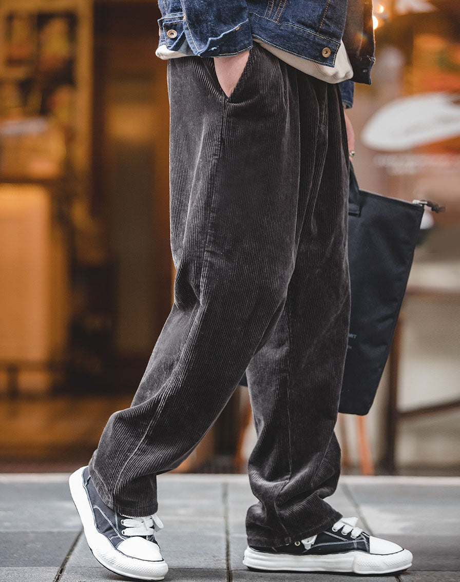 Klassieke Wijde Corduroy Broek – Comfortabele Katoenen Rechte Pantalon voor Heren