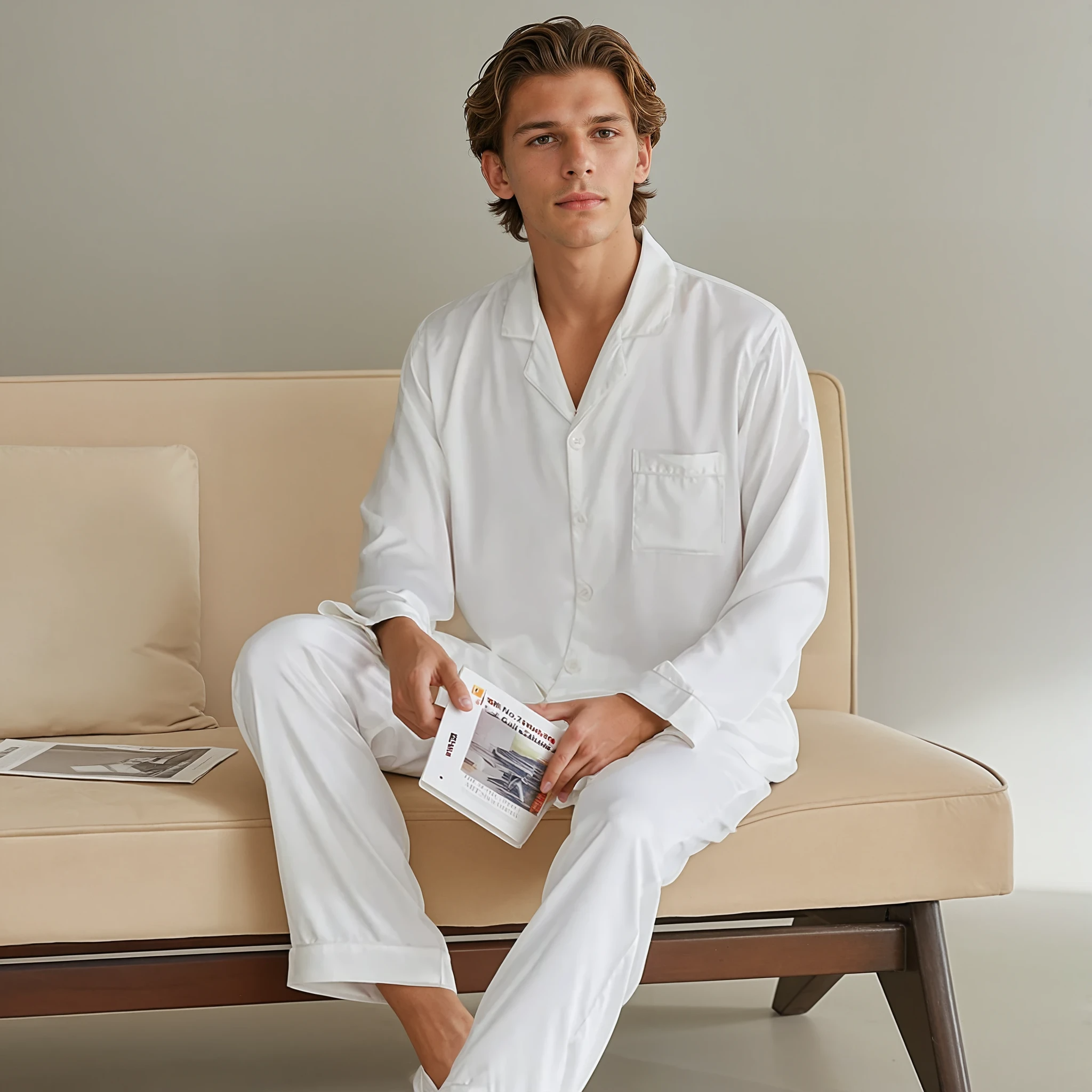Bijpassende Koppelpyjama Set – Ademend Ice Silk Huispak voor Hem & Haar, Lange Mouwen, Lente & Herfst