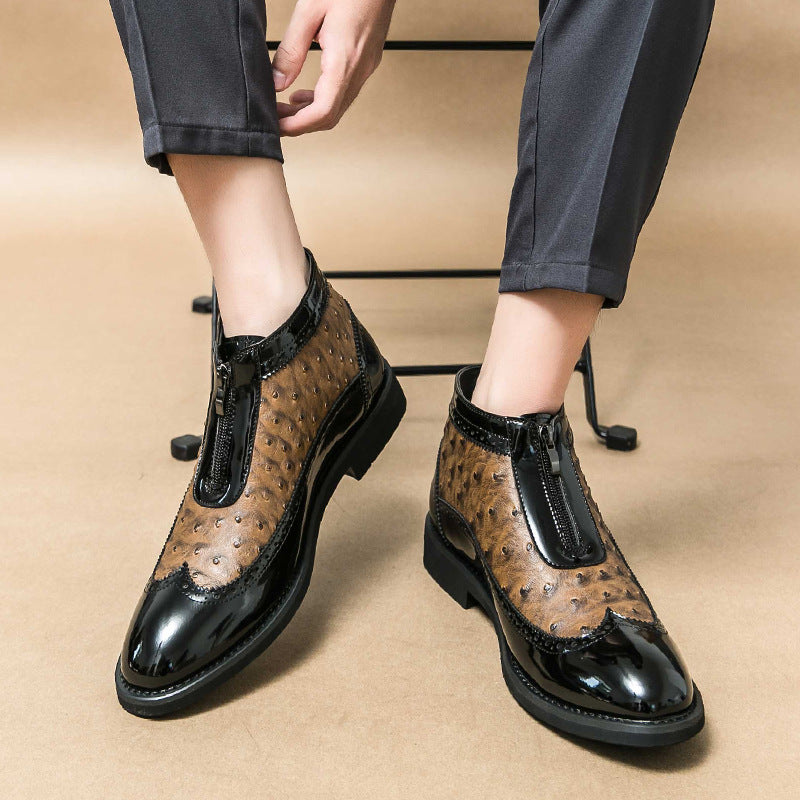 Ostrich Slip-On Heren – Luxe Instapper van Struisvogelleer met Patent Accenten