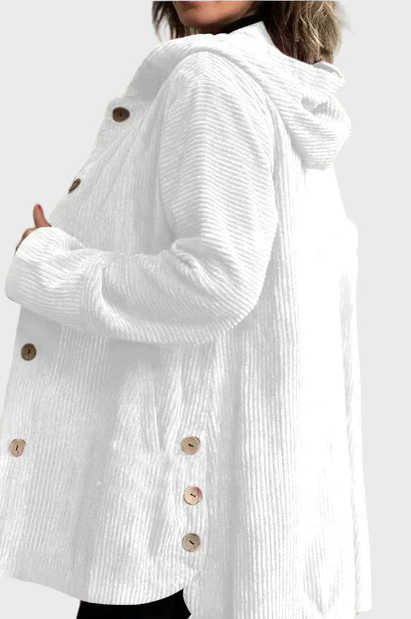 Dames Corduroy Jas met Capuchon – Stijlvolle en Comfortabele Tussenjas