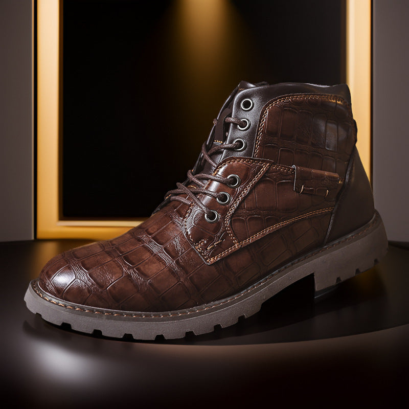 Heren Leren Enkellaarzen – Handgemaakte Vintage Werk- en Casual Boots met Comfortabele Zool