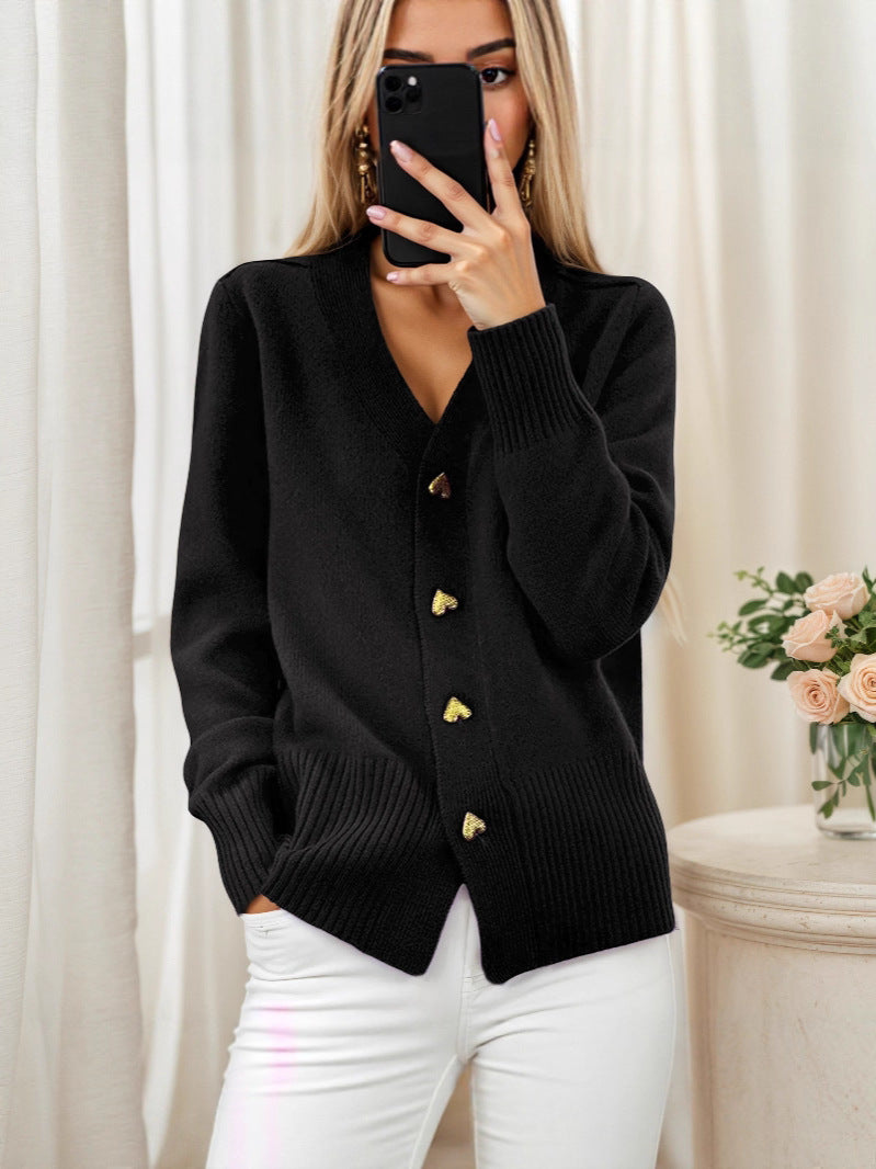 Elegant Heart Button Cardigan – Dames Vest met Hartvormige Knopen | Tijdloos & Stijlvol