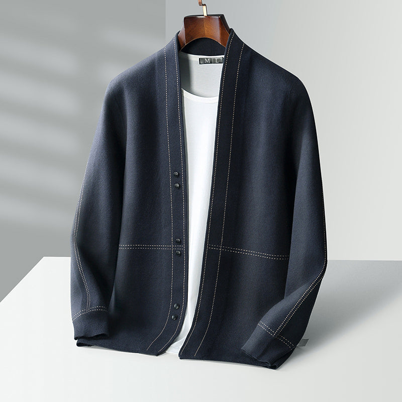 Wool Weaver Cardigan – Luxe Gebreid Vest van Wol met Ruitpatroon