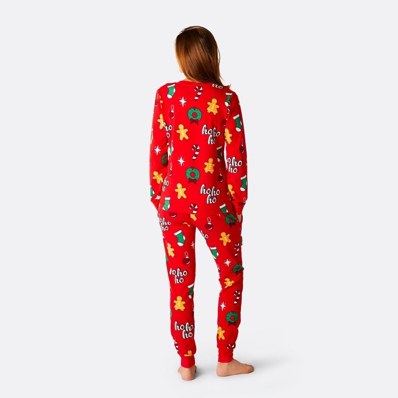 Rode Dames Pyjama Winter met Lange Mouw van Zachte Katoenmix en Elastaan - Complete Pyjamaset voor Comfortabele Nachten 5