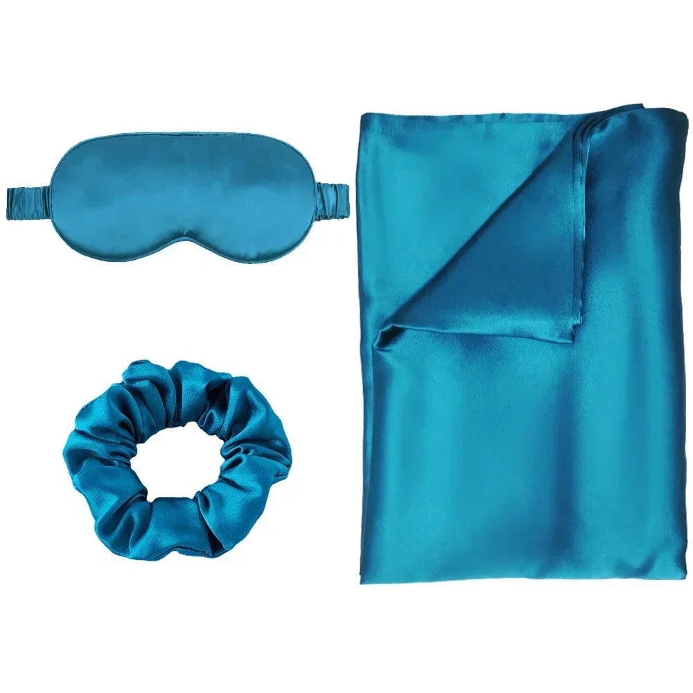 Luxe Zijde Slaapset met 3% Zilverionen – Kussensloop, Masker & Haaraccessoire voor Huid, Haar & Rust