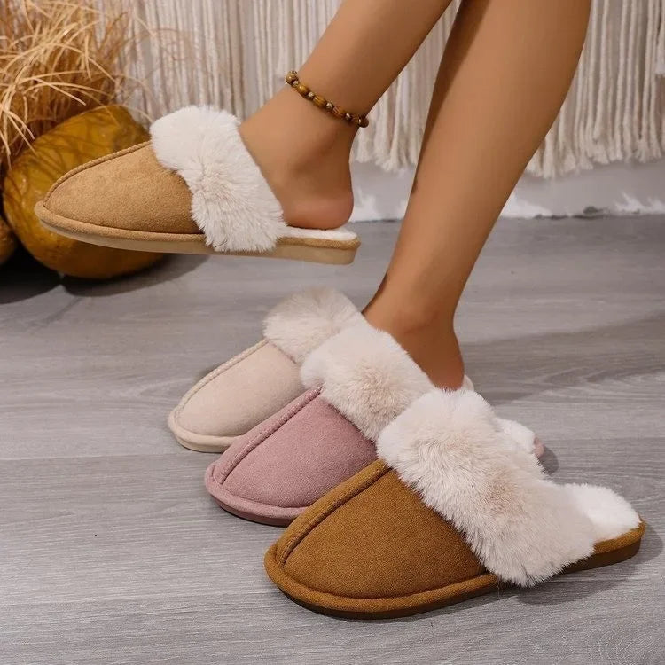 Dames Grote Maten Slip-On Pantoffels – Warme Katoenen Slippers met Zachte Zool voor Binnen & Buiten