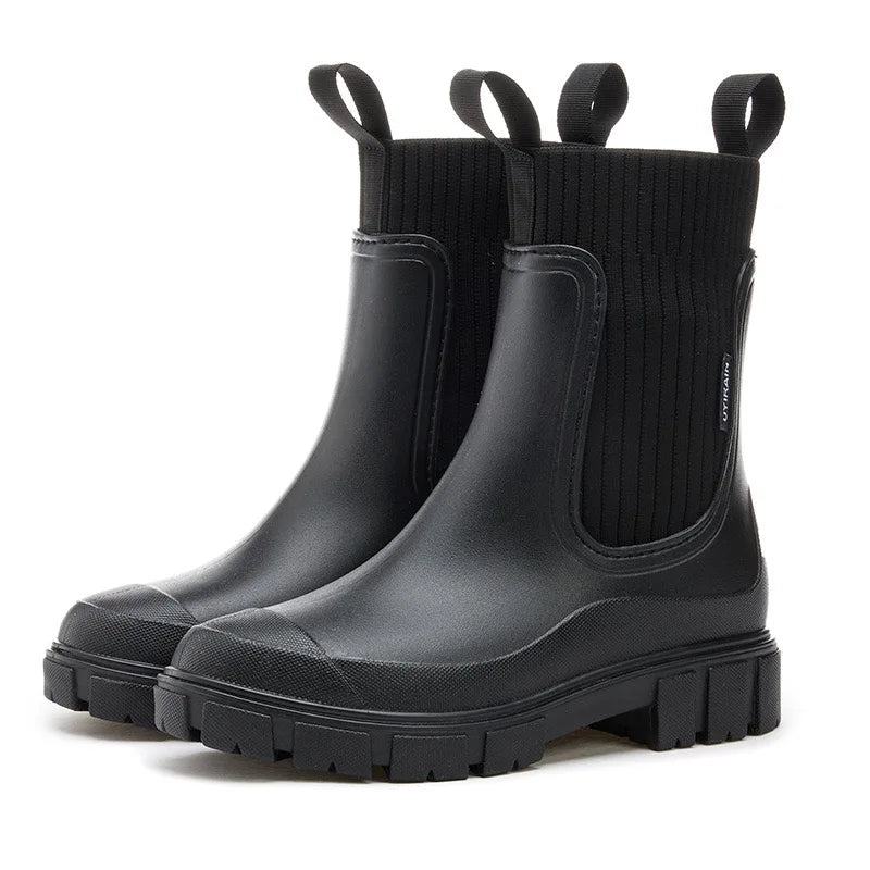 Dames Regenlaarzen – Halfhoge Waterdichte Boots met Plateau & Antislip Zool