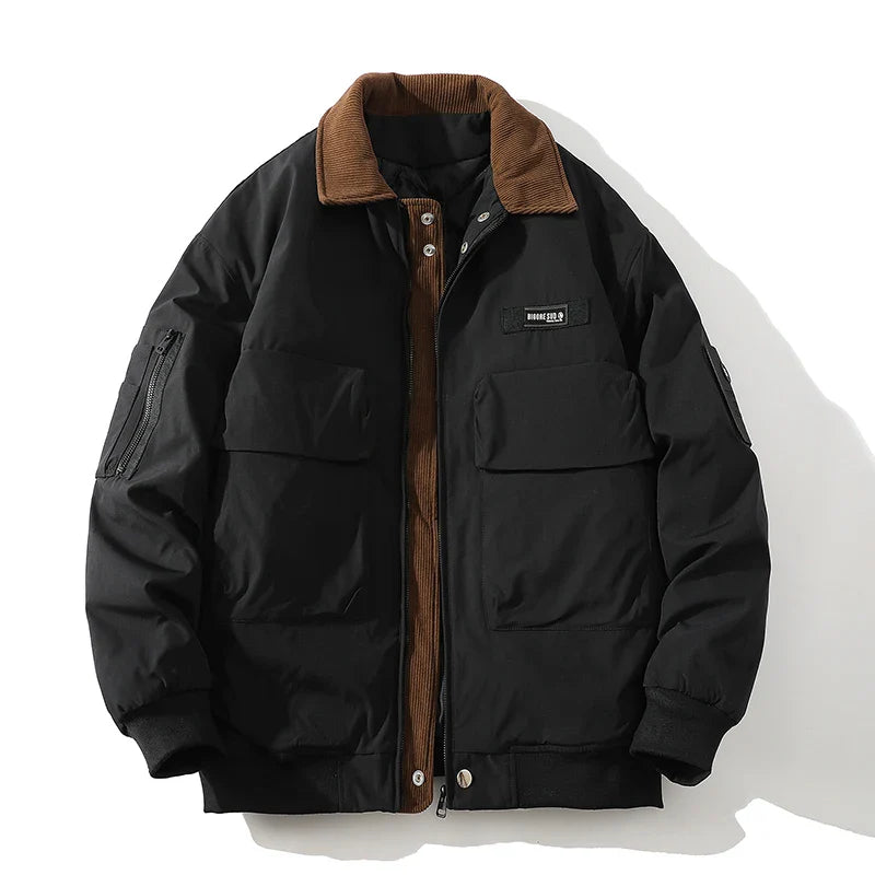 Heren Bomberjas – Outdoor Casual Jas met Zakken en Corduroy Kraag