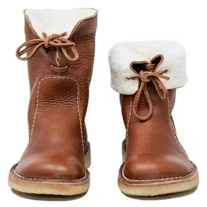 Stijlvolle Warme Boots – Comfortabele Dameslaarzen met Bontvoering & Antislip Zool
