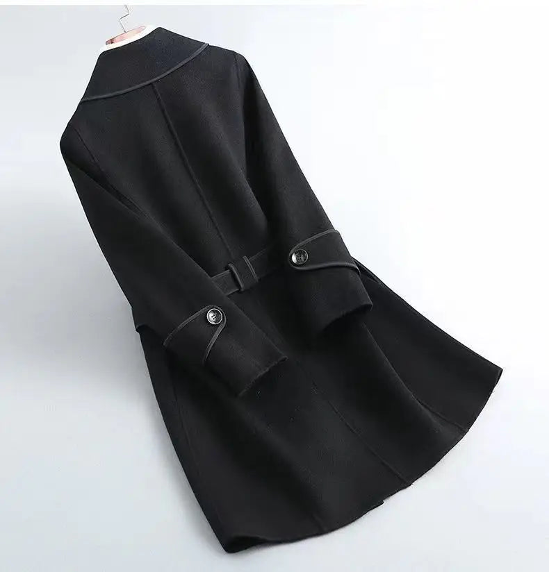 Gestrikte Wrap Jas – Elegante Wolmix Jas met Tailleceintuur