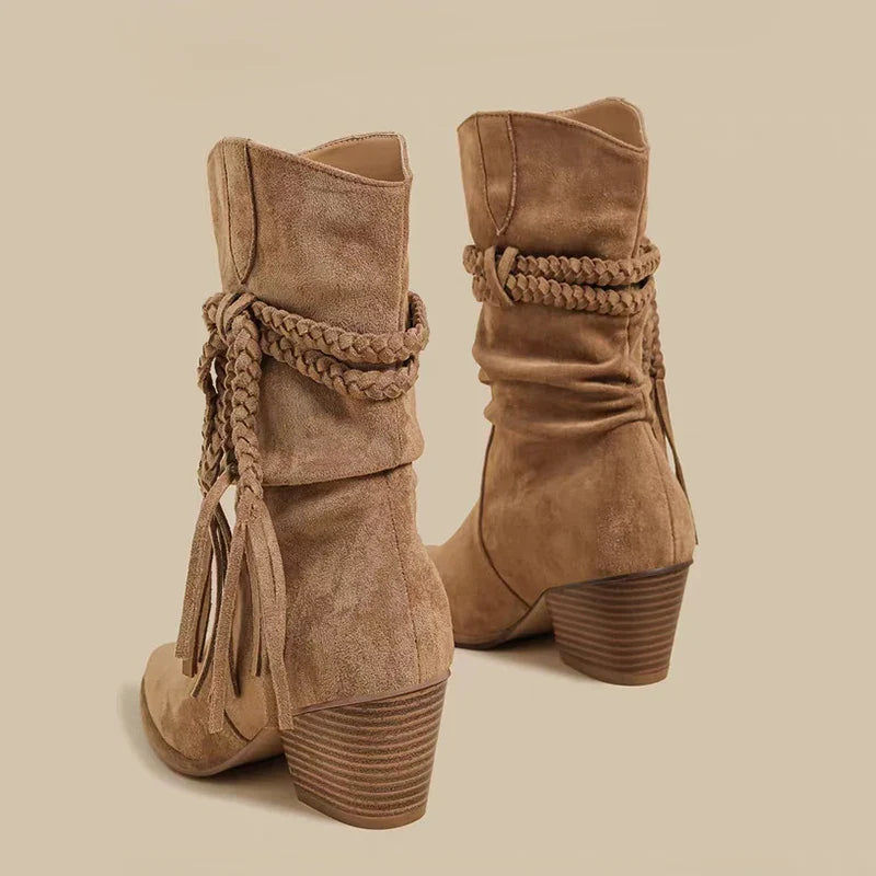 Western Flair Boots – Suède Laarzen met Franjes, Comfortabele Hak & Stijlvolle Western Look
