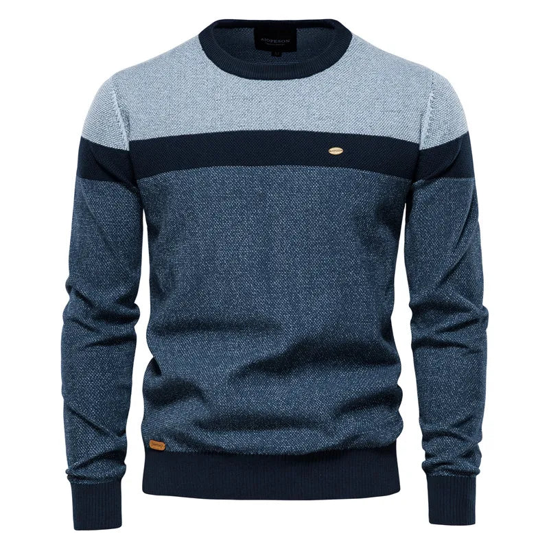 Stoere Herentrui – Slim Fit Gebreide Trui van Zacht Katoen met Gerstekorrelstructuur