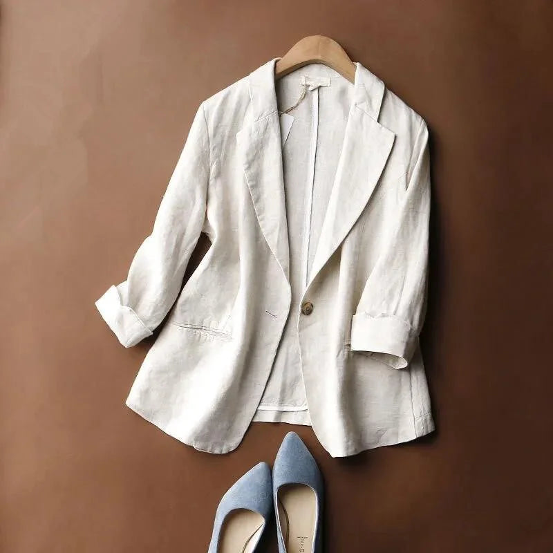 Linnen Blazer voor Dames – Lichtgewicht, Ademend & Stijlvol voor Zomer en Lente