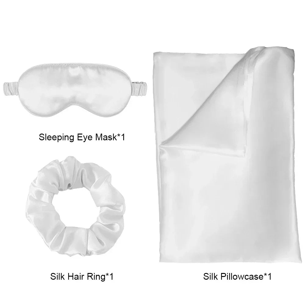 Zijden kussensloop oogmasker haarring luxe cadeauset