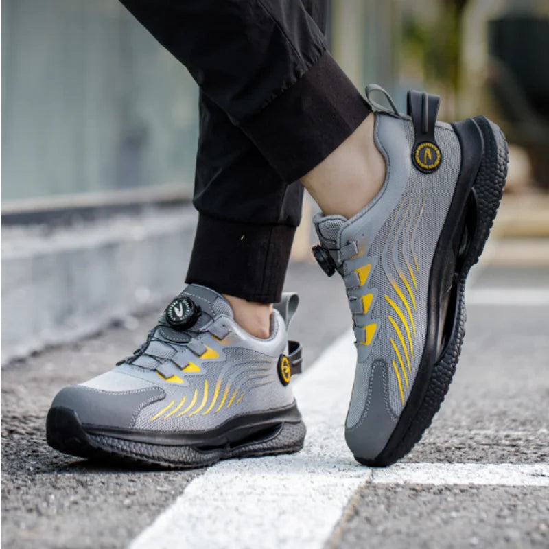 Nieuwe Veiligheidsschoenen Heren – Rotating Button, Stalen Neus & Sportief Design | Anti-Slip & Onverwoestbaar