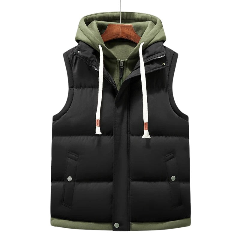 Heren Gewatteerd Bodywarmer met Capuchon – Warm, Comfortabel & Stijlvol
