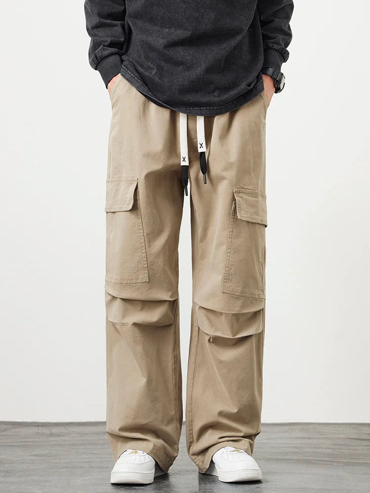 Cargo Pants Heren – Comfortabele Wijde Broek met Zakken en Trekkoord