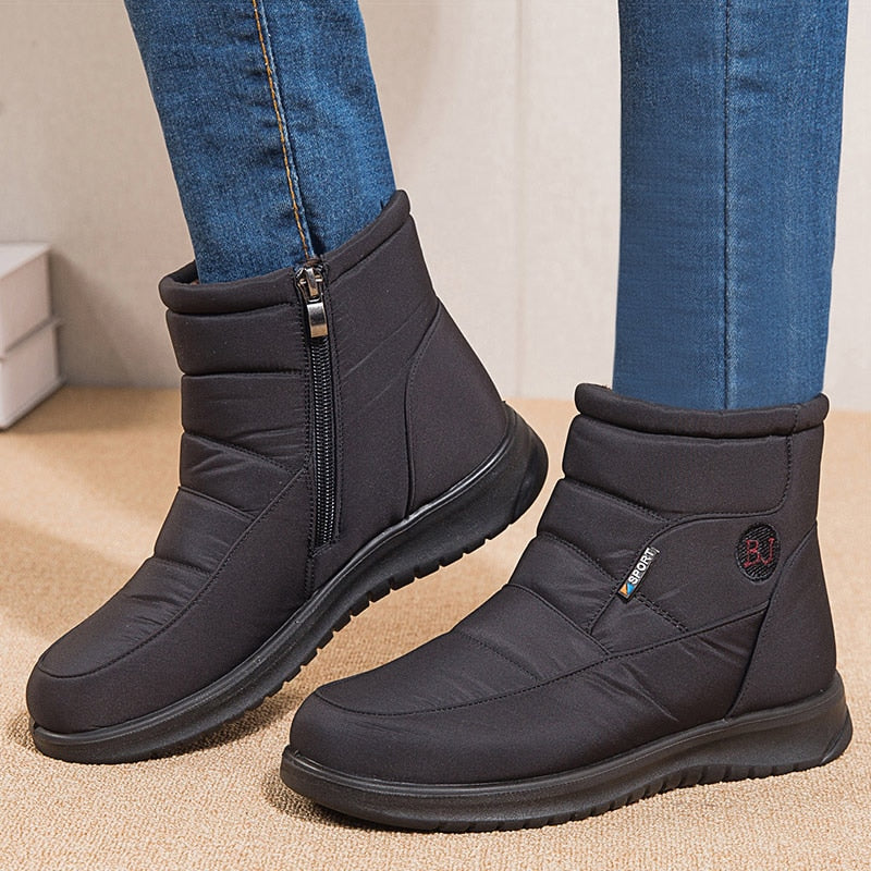 Warme Dames Gewatteerde Winter Enkelboots met Bontvoering & Antislip Grip