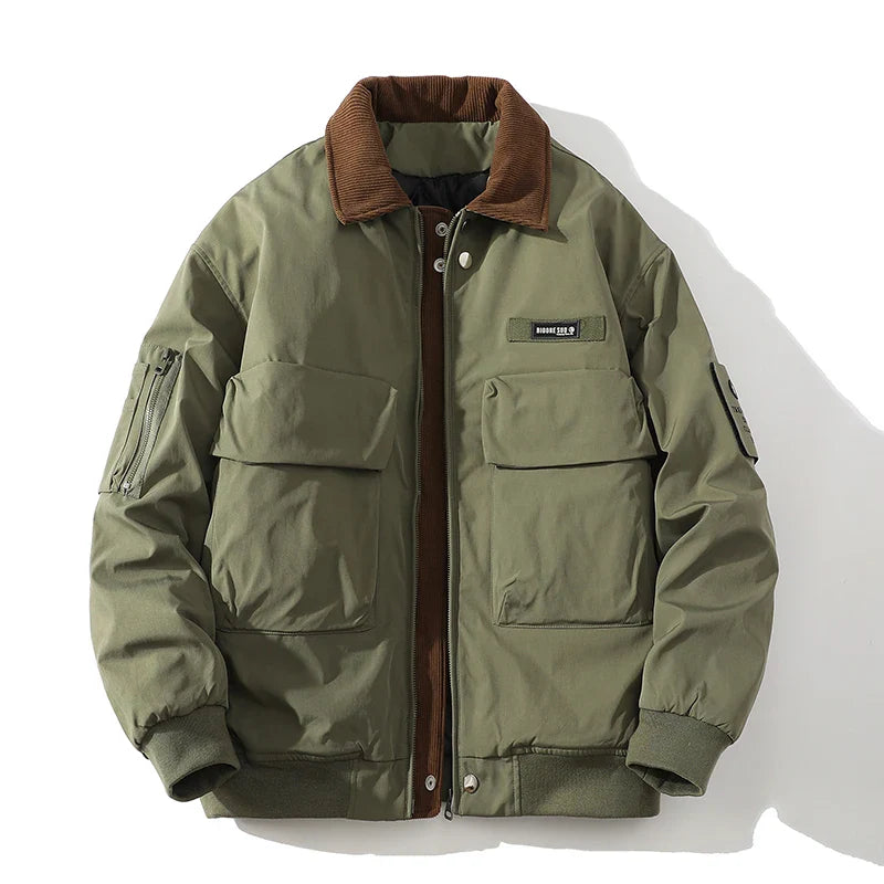 Heren Bomberjas – Outdoor Casual Jas met Zakken en Corduroy Kraag
