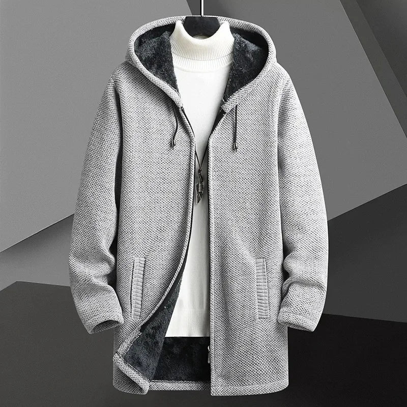 Gevoerde Overjas – Stijlvolle Herenjas met Warme Fleece Voering & Capuchon