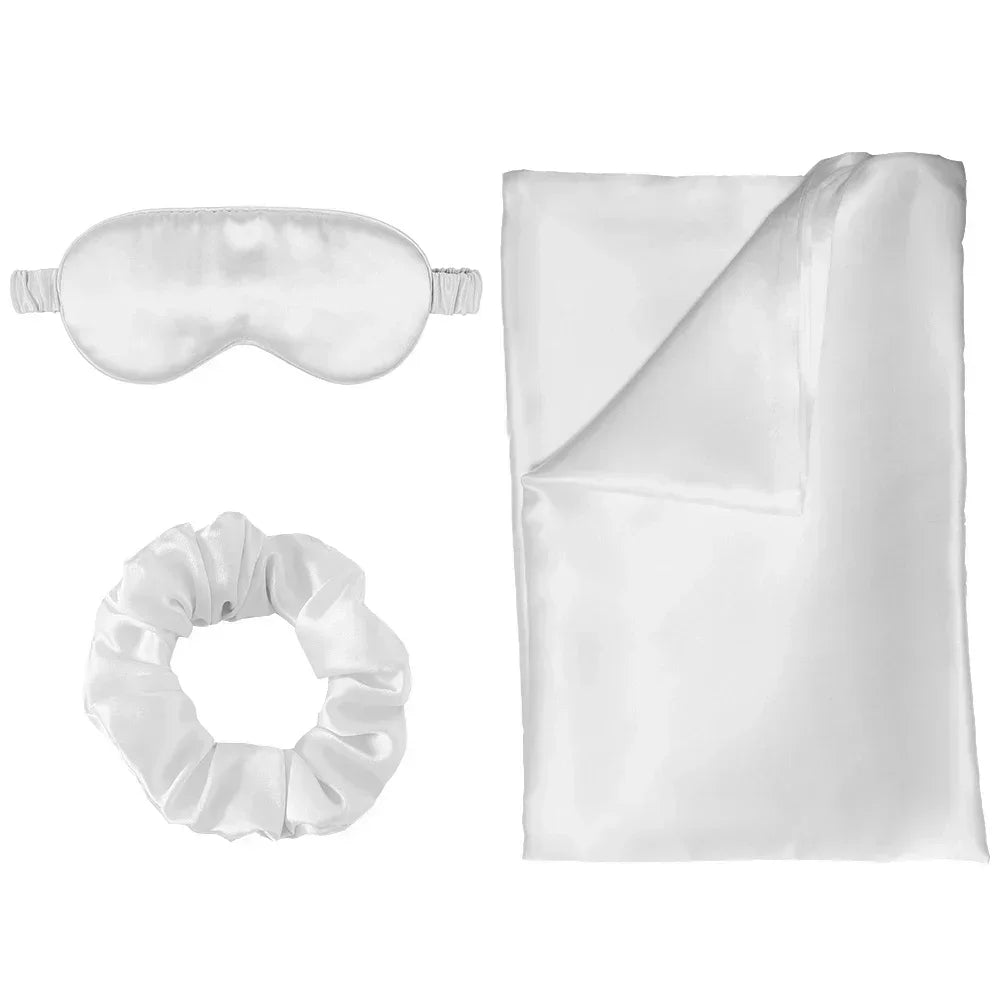 Luxe Zijde Slaapset met 3% Zilverionen – Kussensloop, Masker & Haaraccessoire voor Huid, Haar & Rust