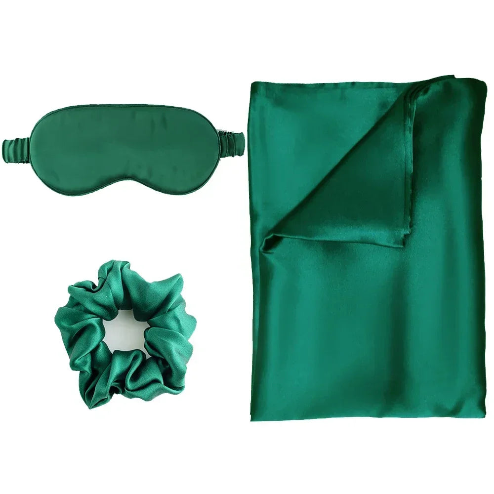 Luxe Zijde Slaapset met 3% Zilverionen – Kussensloop, Masker & Haaraccessoire voor Huid, Haar & Rust