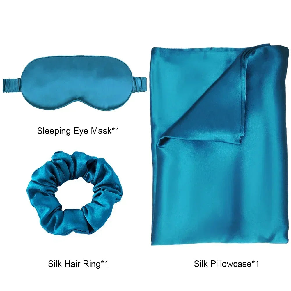 Zijden kussensloop oogmasker haarring luxe cadeauset