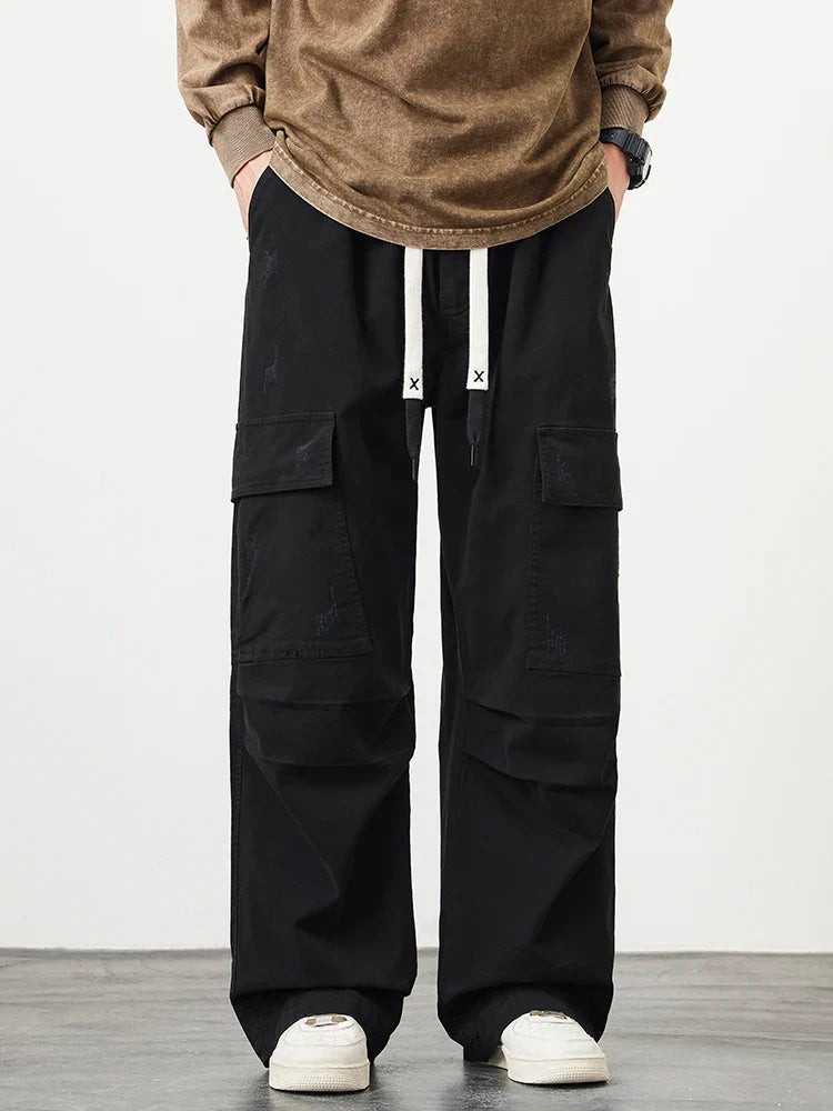 Cargo Pants Heren – Comfortabele Wijde Broek met Zakken en Trekkoord