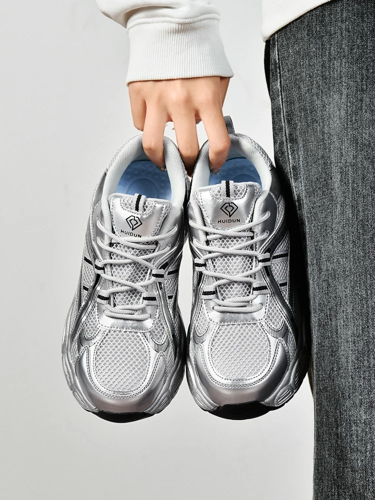 Modieuze Werkschoenen voor Dames – Zilveren Veiligheidsschoenen met Antislip Zool