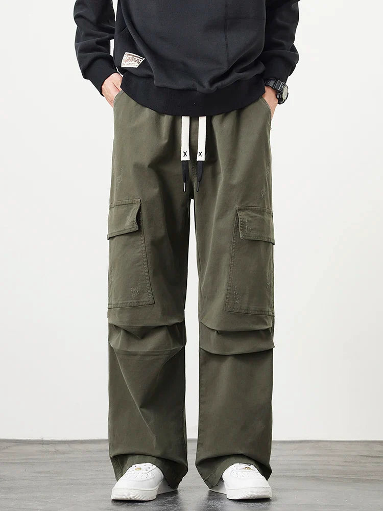 Cargo Pants Heren – Comfortabele Wijde Broek met Zakken en Trekkoord