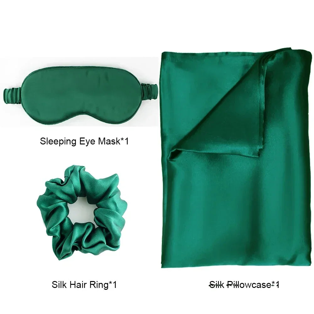 Zijden kussensloop oogmasker haarring luxe cadeauset