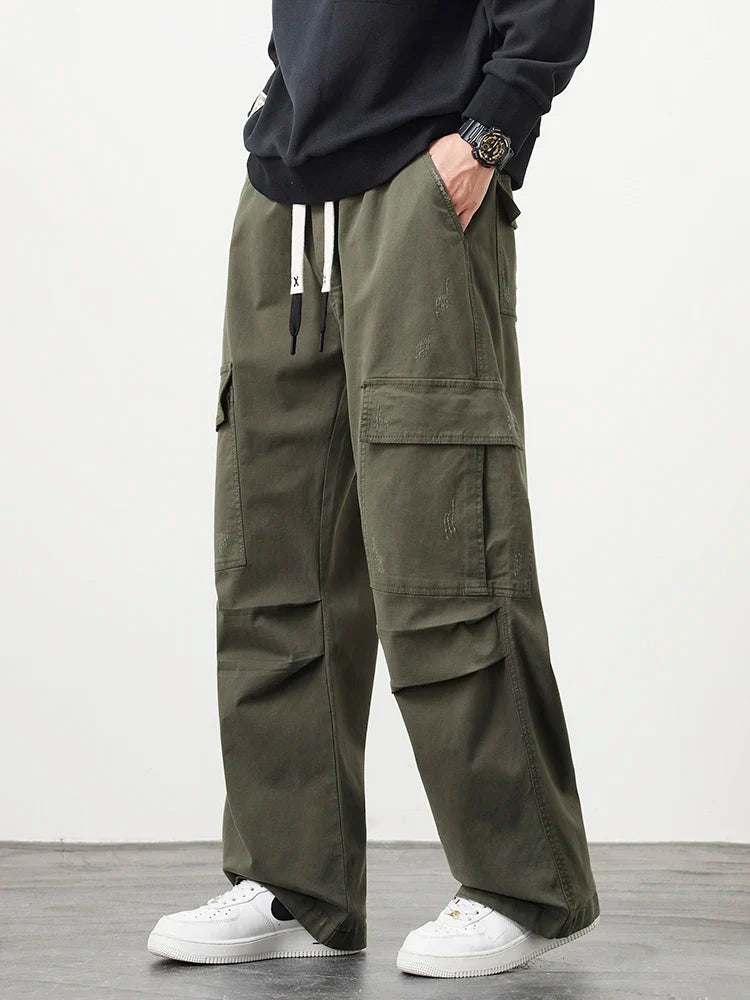 Cargo Pants Heren – Comfortabele Wijde Broek met Zakken en Trekkoord