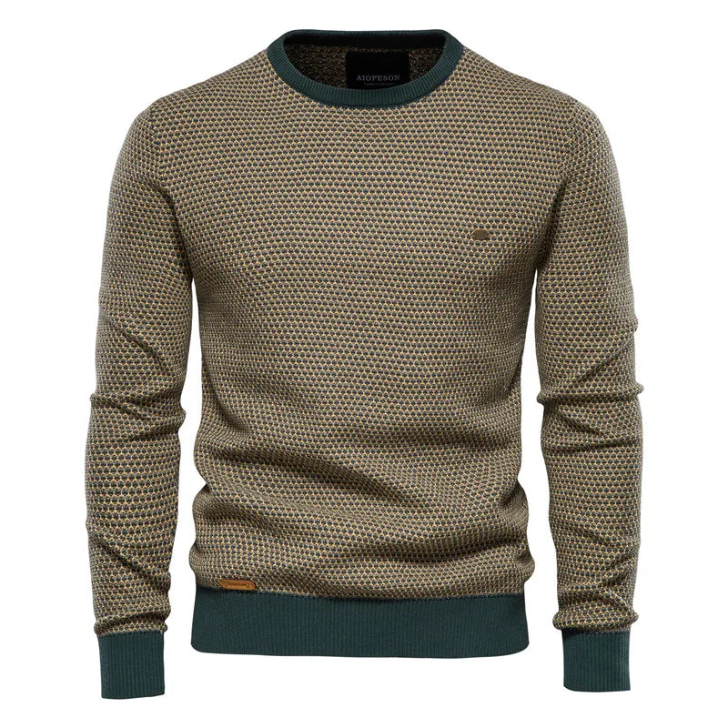 Heren Slim Fit Katoenen Trui met Ruitpatroon – Tijdloze Stijl & Comfort