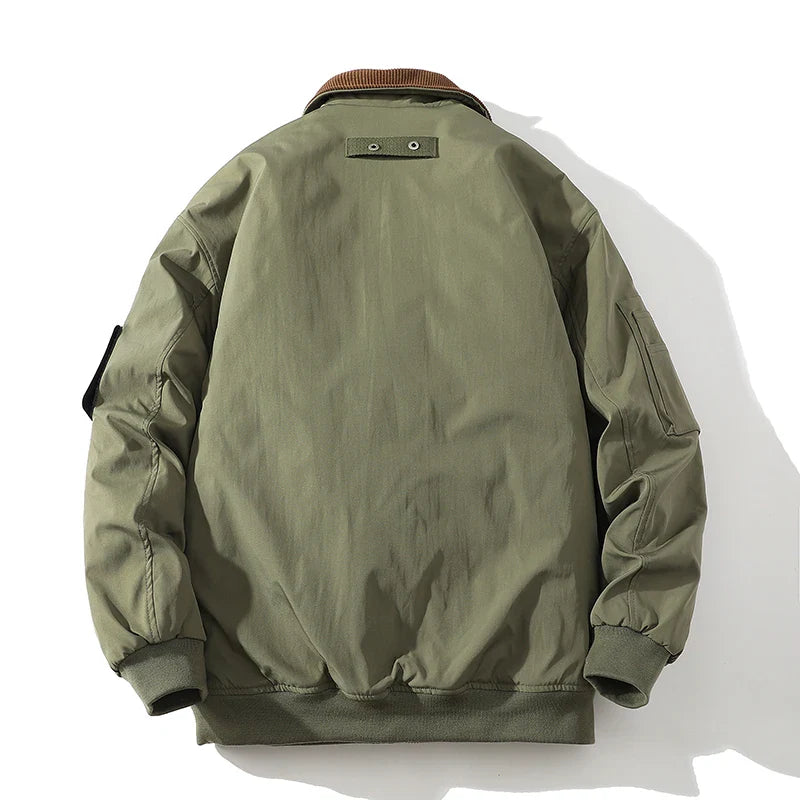 Heren Bomberjas – Outdoor Casual Jas met Zakken en Corduroy Kraag