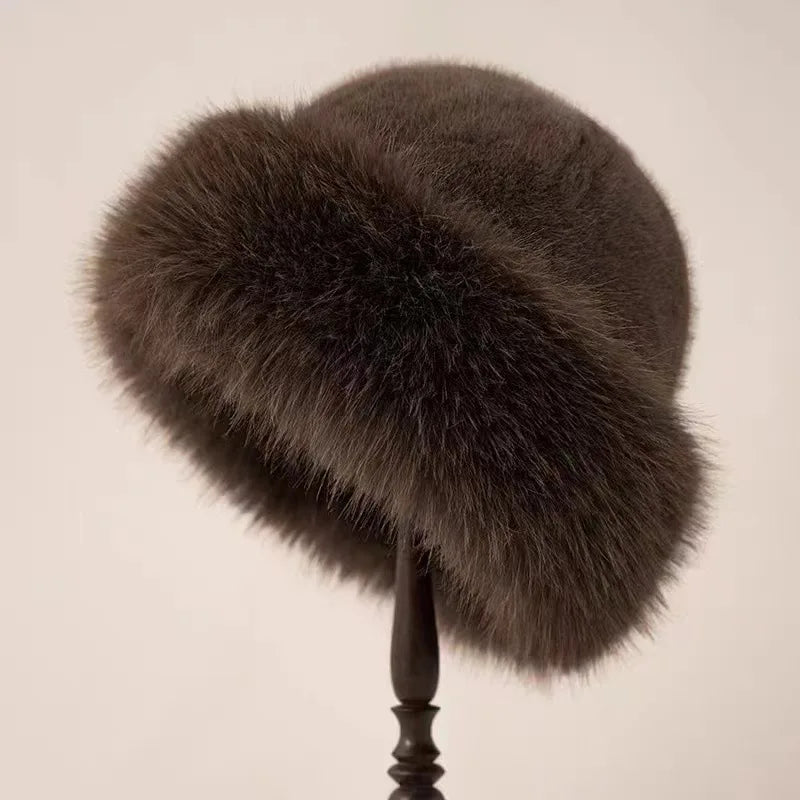 Luxe Bont Hoed – Vintage Geïnspireerde Winterhoed met Satijnen Voering