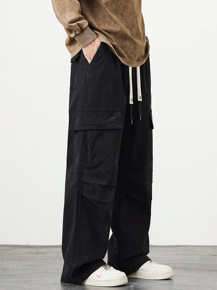 Cargo Pants Heren – Comfortabele Wijde Broek met Zakken en Trekkoord