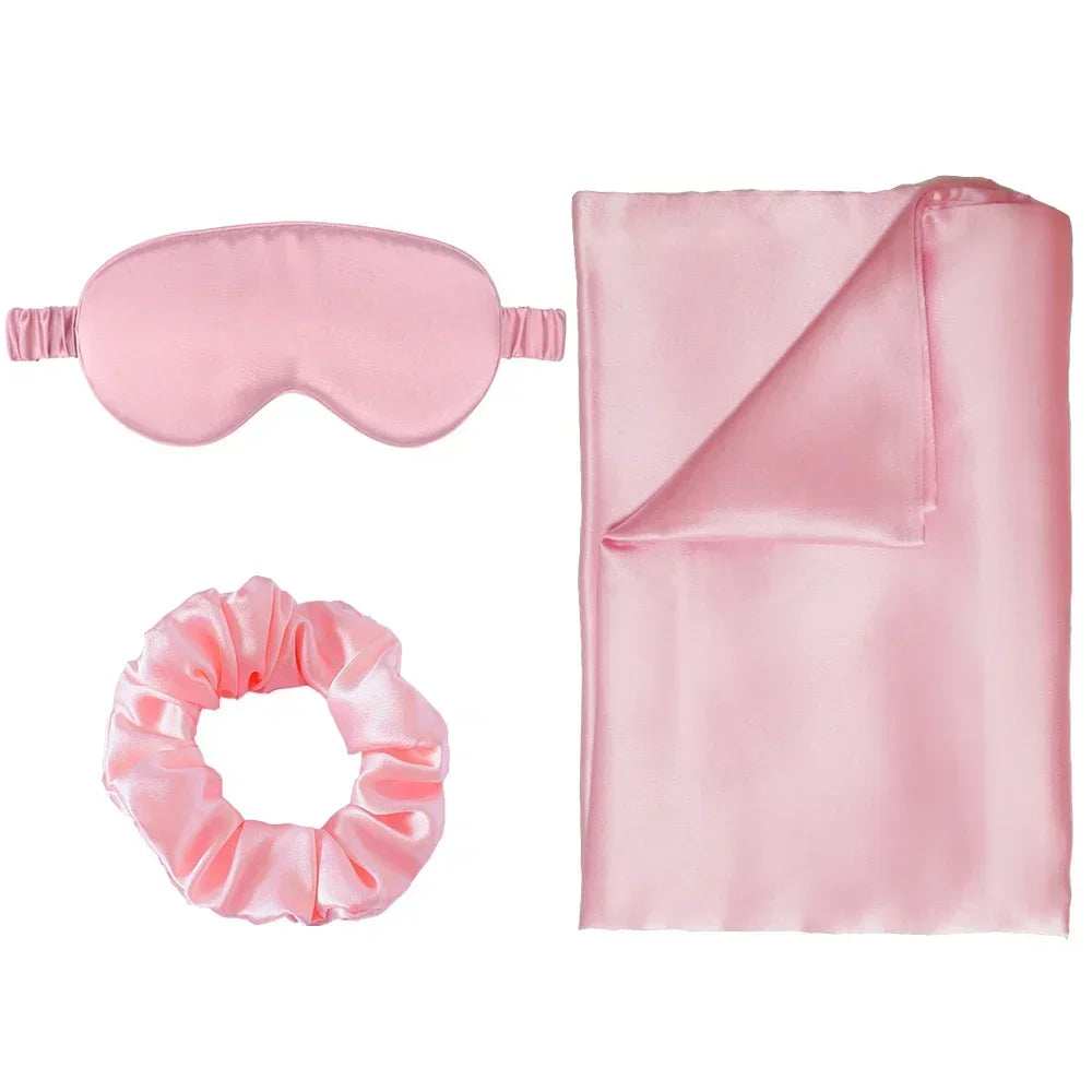 Luxe Zijde Slaapset met 3% Zilverionen – Kussensloop, Masker & Haaraccessoire voor Huid, Haar & Rust