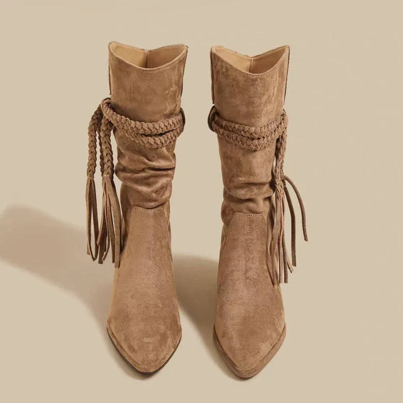 Western Flair Boots – Suède Laarzen met Franjes, Comfortabele Hak & Stijlvolle Western Look