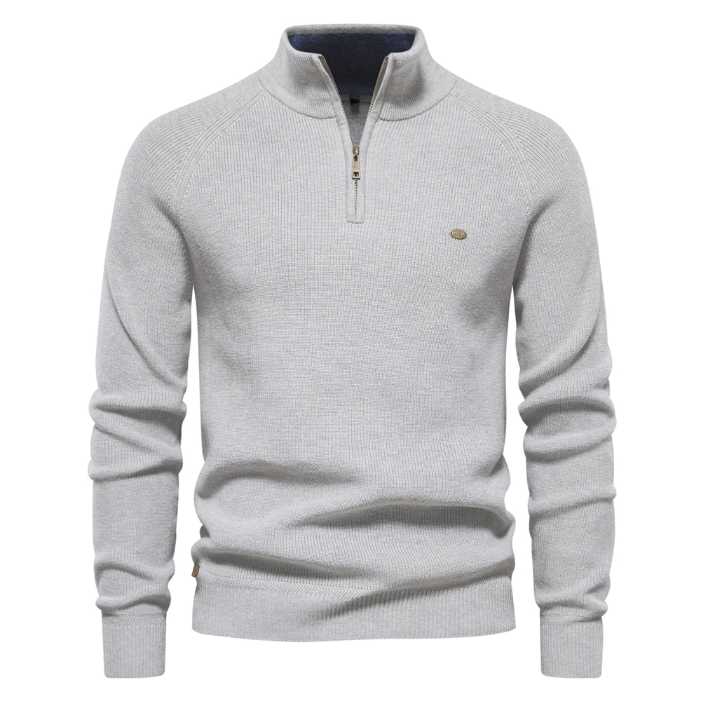 Luxe Wol Half-Zip Trui voor Heren – 100% Wol, Stijlvolle Regular Fit & Comfortabel Design