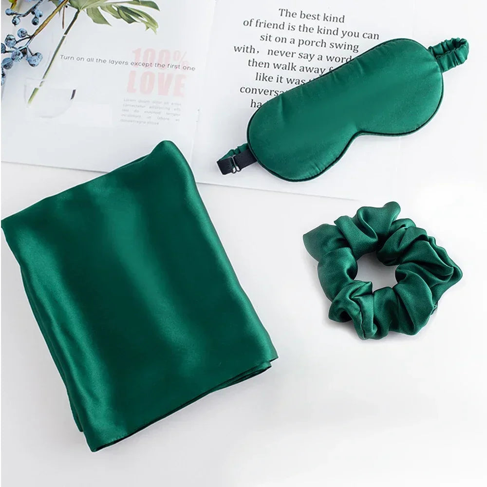 Zijden kussensloop oogmasker haarring luxe cadeauset