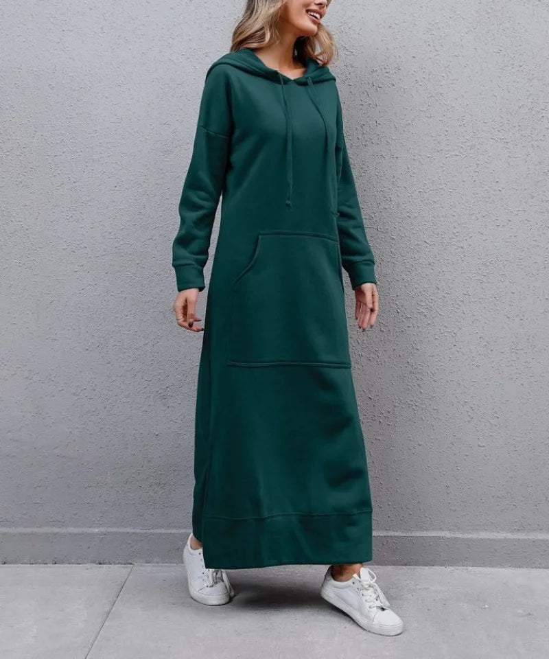 Maxi Hoodie Jurk – Warme & Comfortabele Casual Stijl voor Herfst en Winter