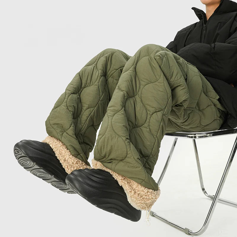 Quilted Fleece Broek Heren – Warme Gewatteerde Winterbroek met Fleecevoering