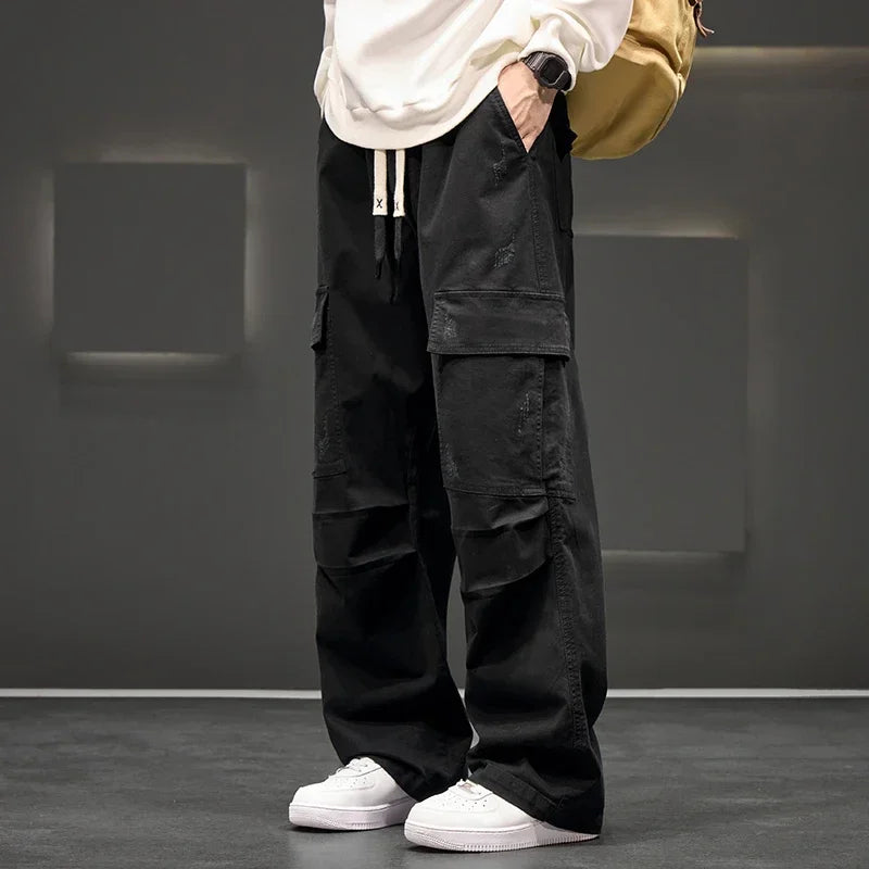 Casual Utility Cargo Broek voor Heren – Lichtgewicht Katoen met Losse Fit